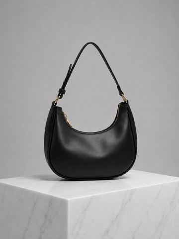 Moon Shoulder Bag – Classic Black Crescent Handbag for Women